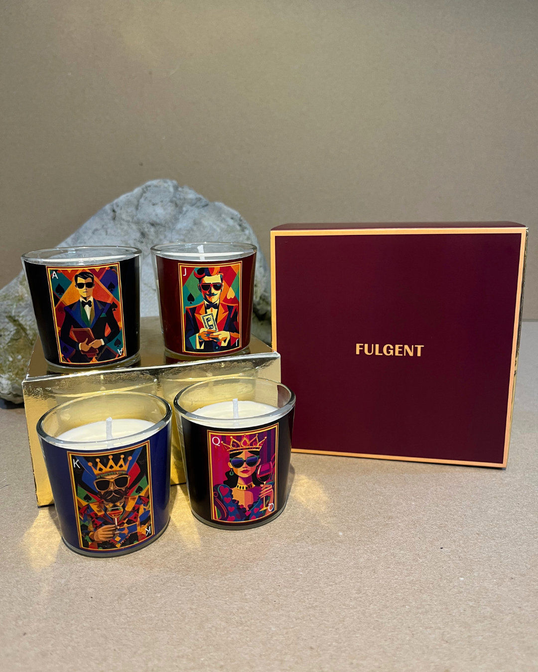 Cards & Flames Candles (Set of 4 Box)